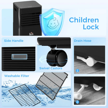 10000 BTU Portable Air Conditioner, Fan, Dehumidifier, Remote, 24H Timer, Black Air Conditioner at Gallery Canada