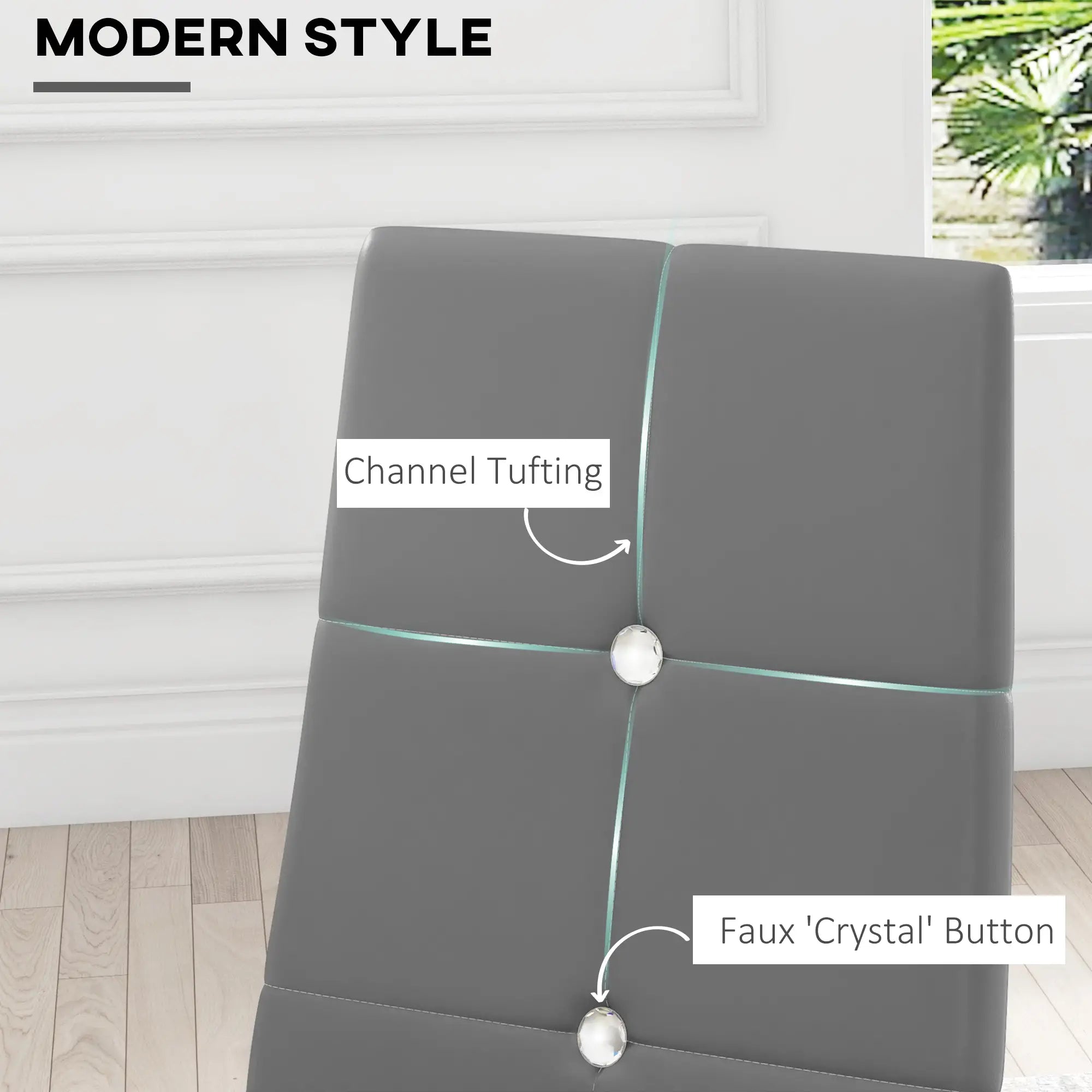 Modern Dining Chairs Set of 4, Upholstered Seat, Steel Legs, Grey Bar Stools at Gallery Canada