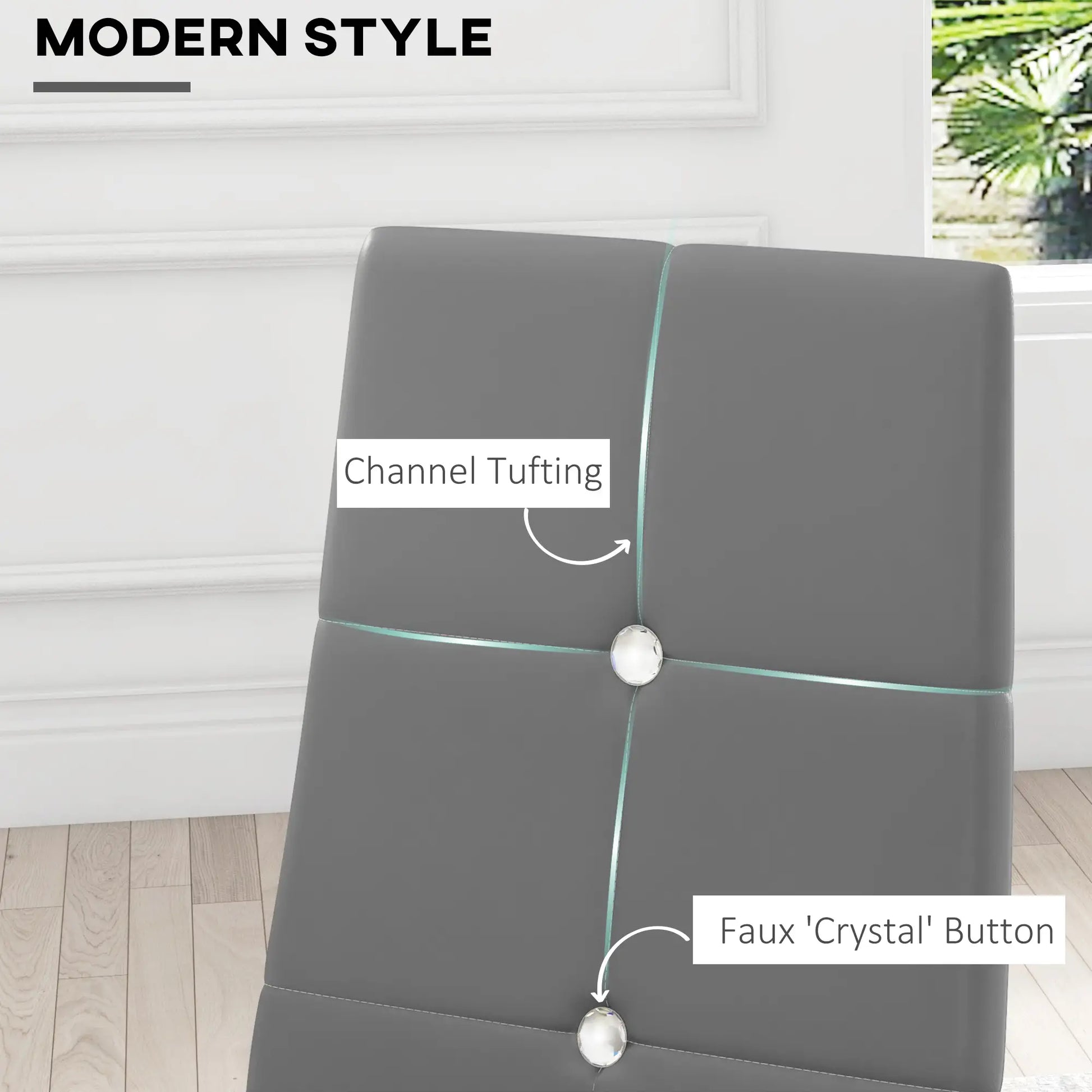 Modern Dining Chairs Set of 4, Upholstered Seat, Steel Legs, Grey Bar Stools at Gallery Canada