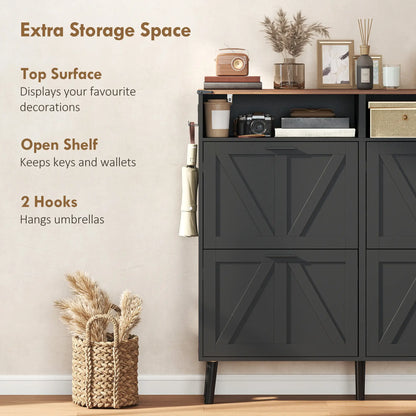 Shoe Storage Cabinet, 4 Flip Drawers, Farmhouse Narrow, Black Shoe Storage Cabinets & Racks at Gallery Canada