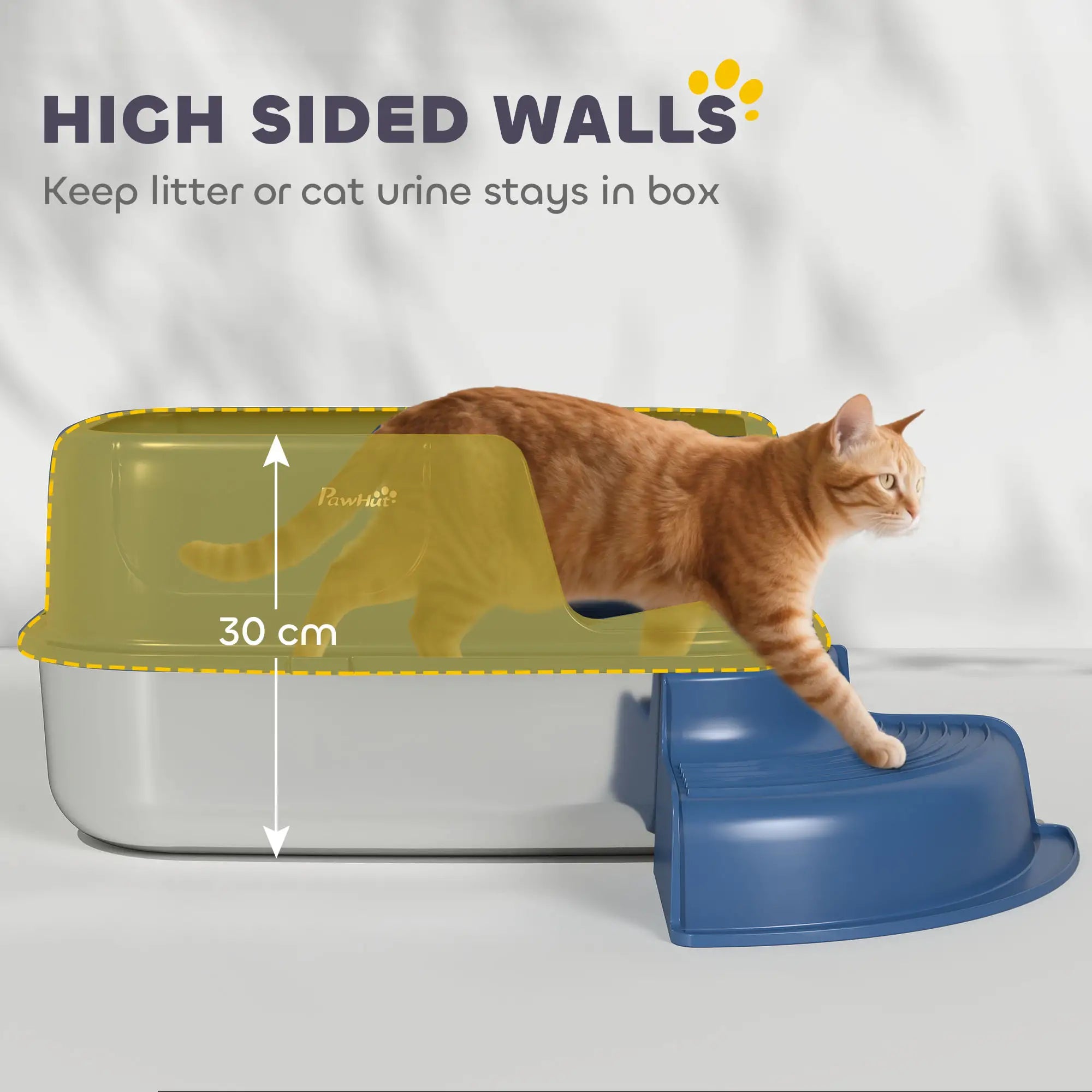 Stainless Steel Cat Litter Box, High Side with Scoop, Anti-Leakage, Navy Blue Cat Litter Box Enclosures at Gallery Canada