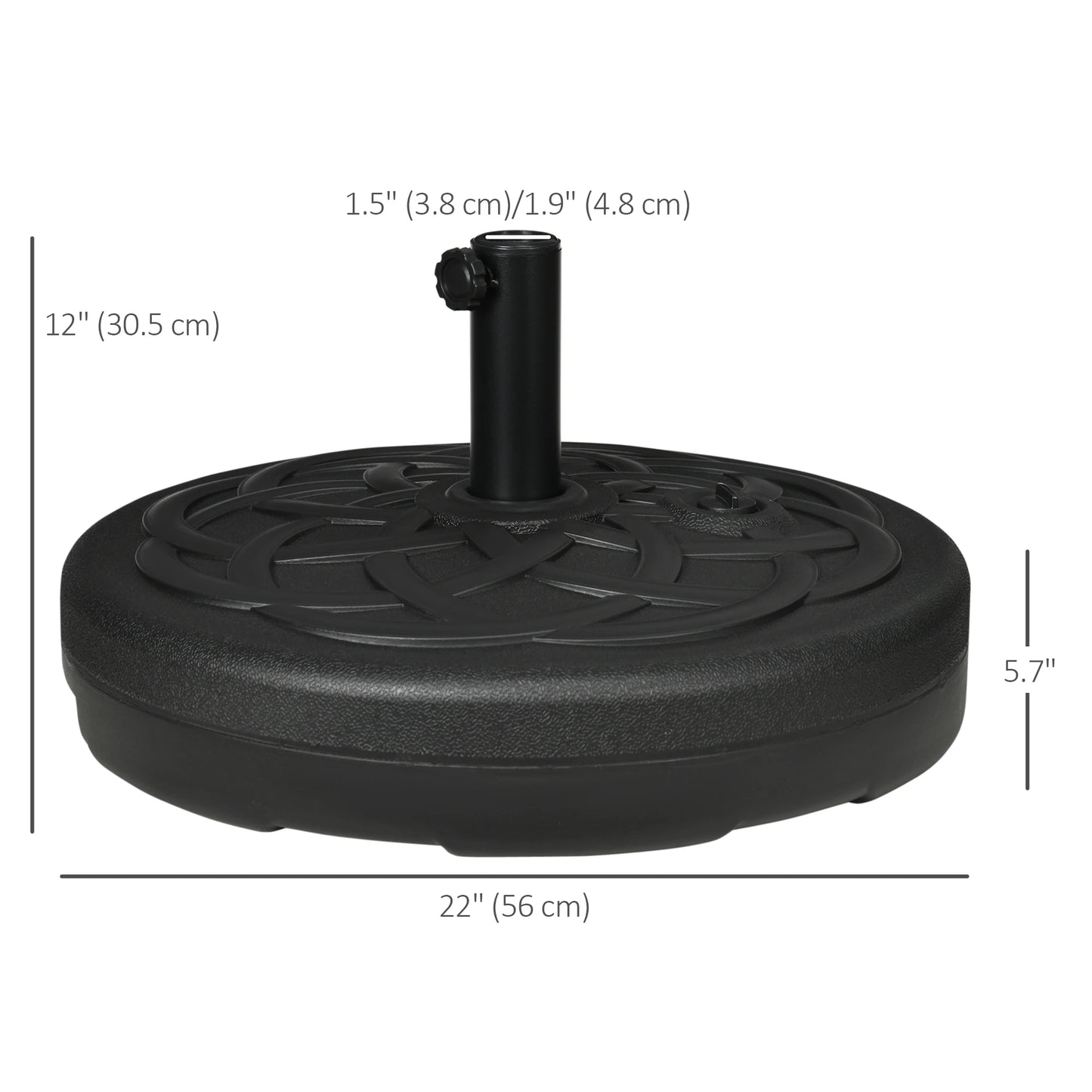 77 lb Heavy Duty Patio Umbrella Base, 22" Round, Black Umbrella Bases at Gallery Canada