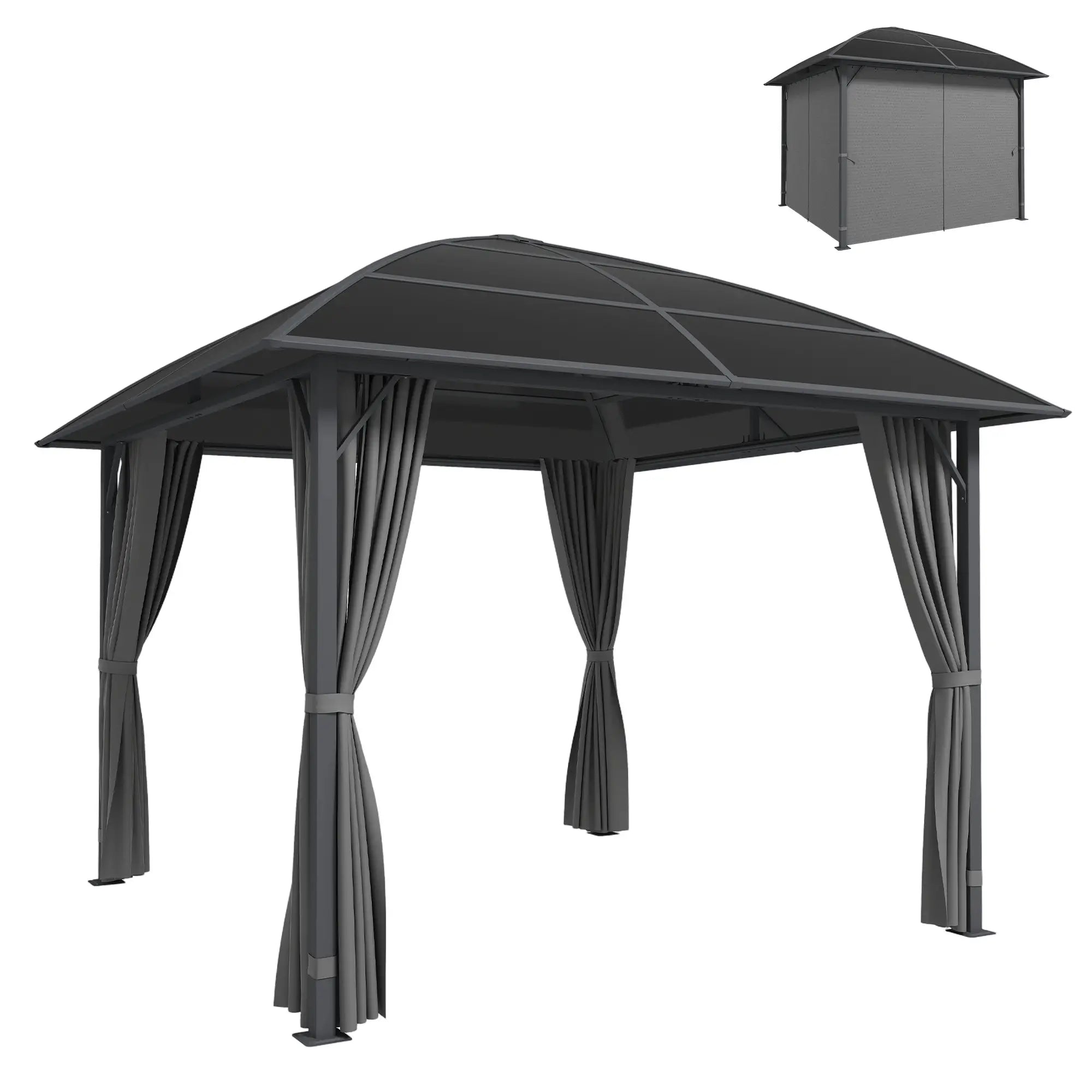 10' x 10' Hardtop Gazebo, Steel Frame, UV50+ Polycarbonate Roof, Light Grey Gazebos at Gallery Canada