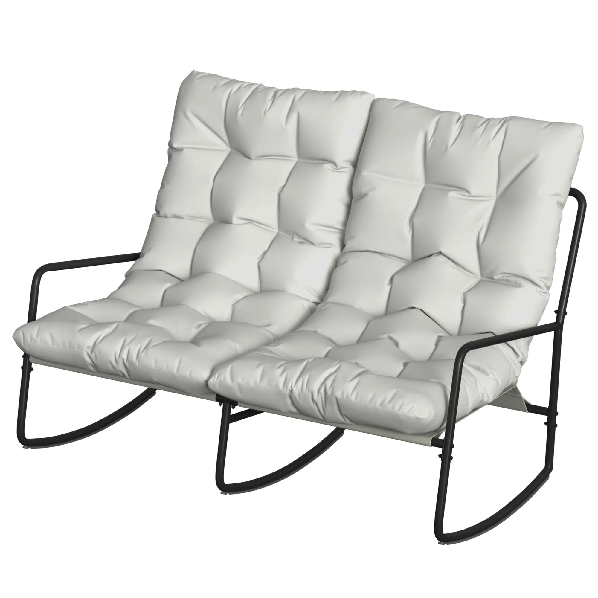 2-Person Outdoor Rocking Chair With Cushions, 528 LBS Capacity, Light Grey Outdoor Rocking Chairs Light Grey at Gallery Canada