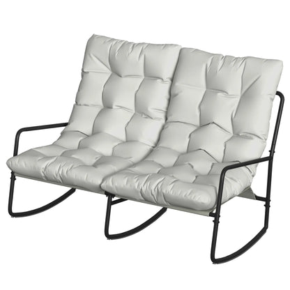 2-Person Outdoor Rocking Chair With Cushions, 528 LBS Capacity, Light Grey Outdoor Rocking Chairs Light Grey at Gallery Canada