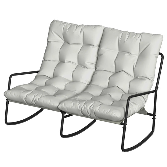 2-Person Outdoor Rocking Chair With Cushions, 528 LBS Capacity, Light Grey Outdoor Rocking Chairs Light Grey at Gallery Canada