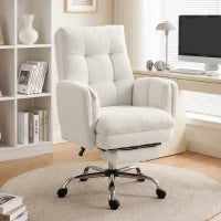 Chaise de bureau en molleton Teddy, fauteuil de direction, blanc crème, blanc crème