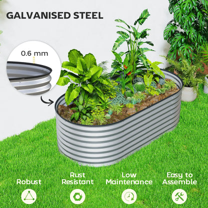 Galvanized Raised Garden Bed, 5 x 2.5 x 2 ft, Oval Planter Box, Silver Galvanized Planter Boxes at Gallery Canada