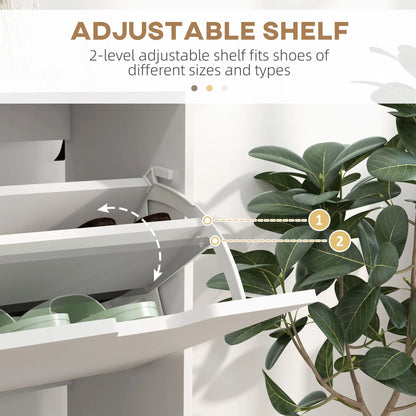 Shoe Storage Cabinet, 4 Flip Drawers, Adjustable Shelf, Holds 8-16 Pairs, White Shoe Storage Cabinets & Racks at Gallery Canada