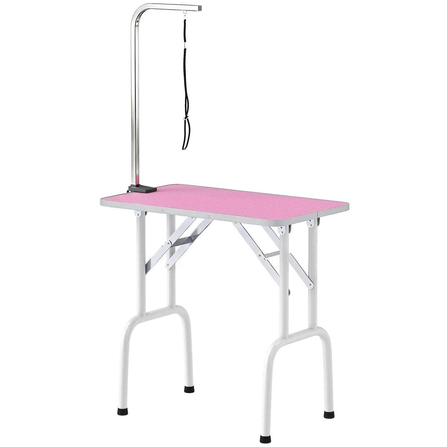 Foldable Pet Grooming Table, Adjustable Arm, Non-Slip, Pink Dog Grooming Tables Pink, White at Gallery Canada