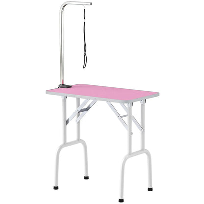 Foldable Pet Grooming Table, Adjustable Arm, Non-Slip, Pink Dog Grooming Tables Pink, White at Gallery Canada