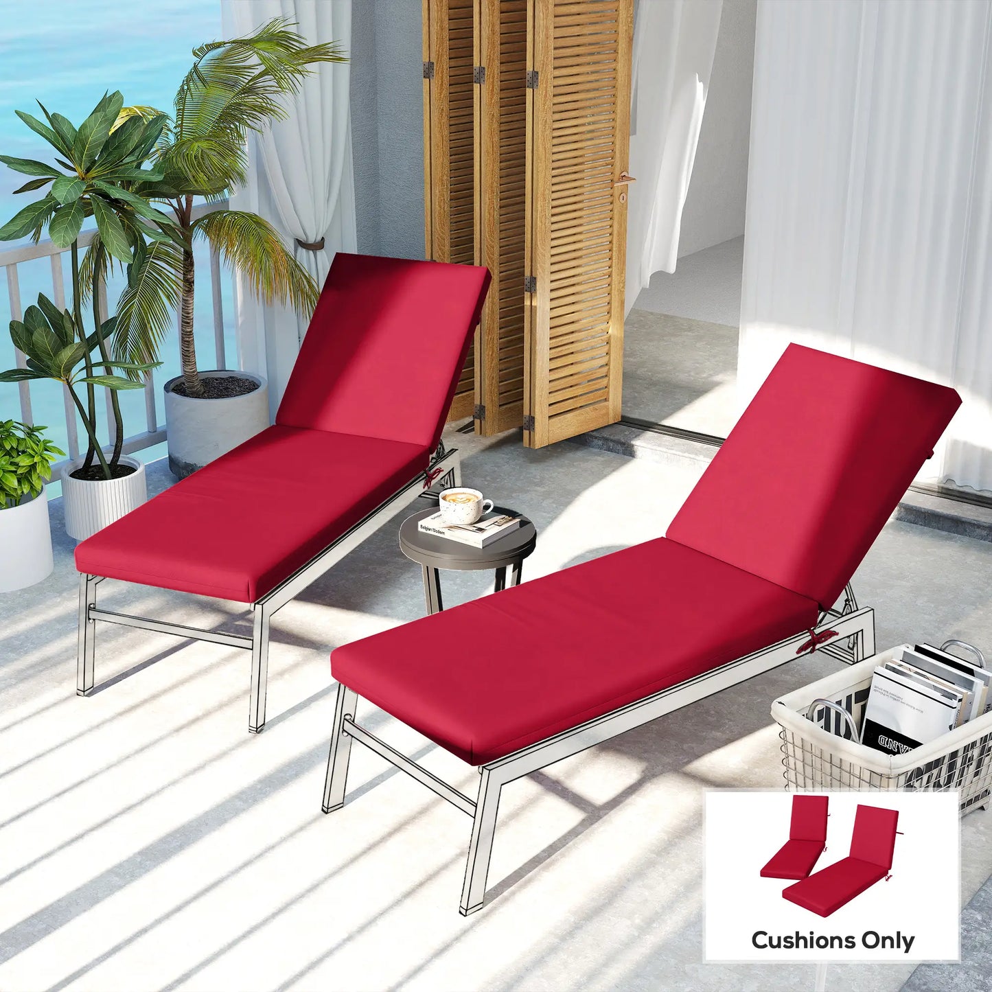 Patio Chair Cushion Set, 2-Piece, With Ties, Wine Red Patio Chair Cushions at Gallery Canada