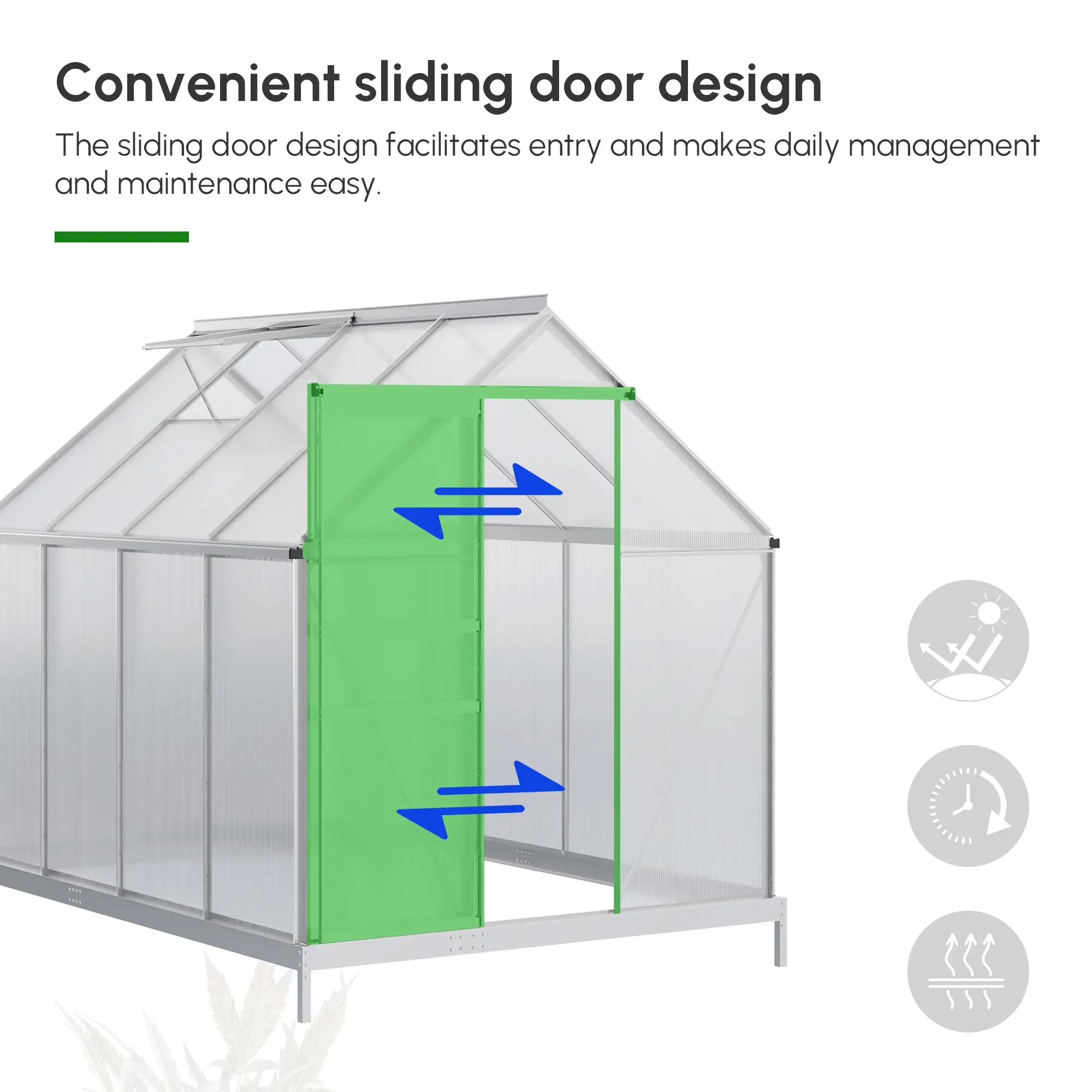 6' x 8' x 6.5' Walk-in Greenhouse, Polycarbonate, Adjustable Roof Vent, Sliding Door, Clear Walk In Greenhouses at Gallery Canada
