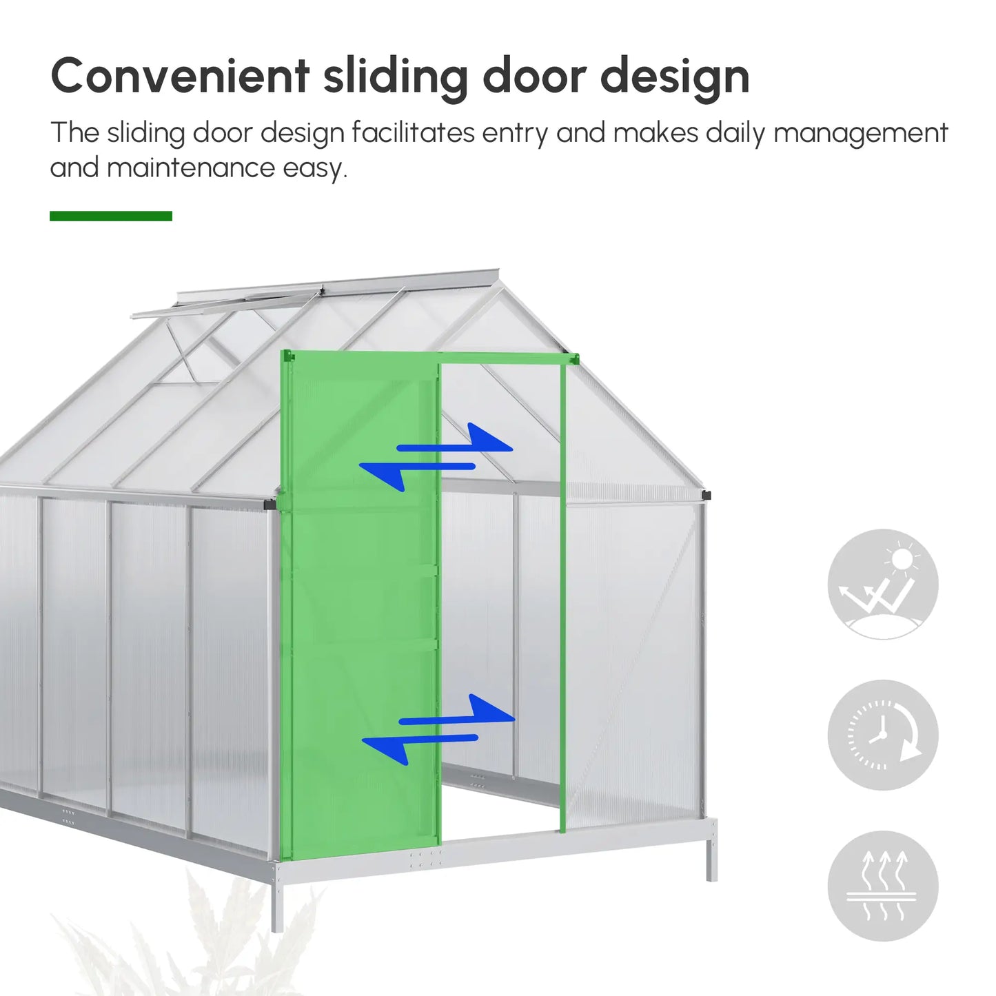 6' x 8' x 6.5' Walk-in Greenhouse, Polycarbonate, Adjustable Roof Vent, Sliding Door, Clear Walk In Greenhouses at Gallery Canada