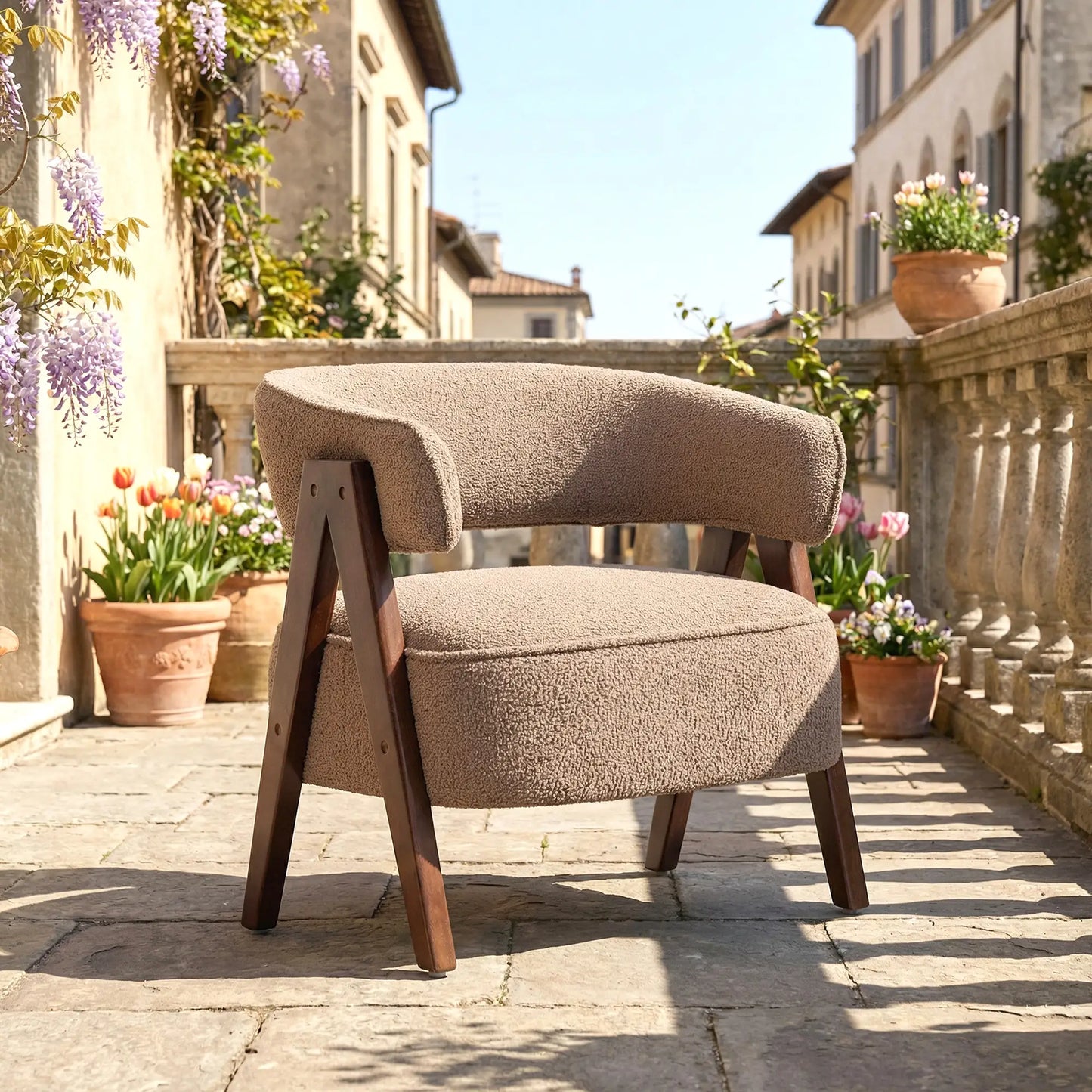 Sherpa Fleece Accent Chair, Upholstered Armchair, Light Brown Accent Chairs at Gallery Canada