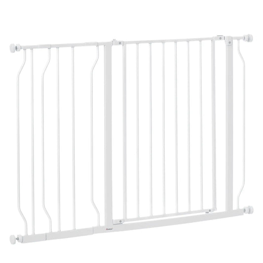 30"-45" Easy Install Pet Gate with Door, Double Lock, Extra Wide, White Houses, Kennels & Pens White at Gallery Canada