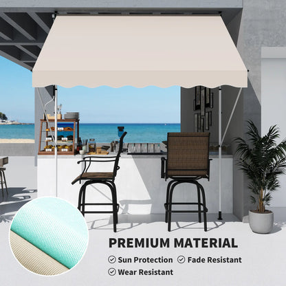 10x5ft Manual Retractable Awning, Water Resistant UV Protector, Beige Door Awnings at Gallery Canada