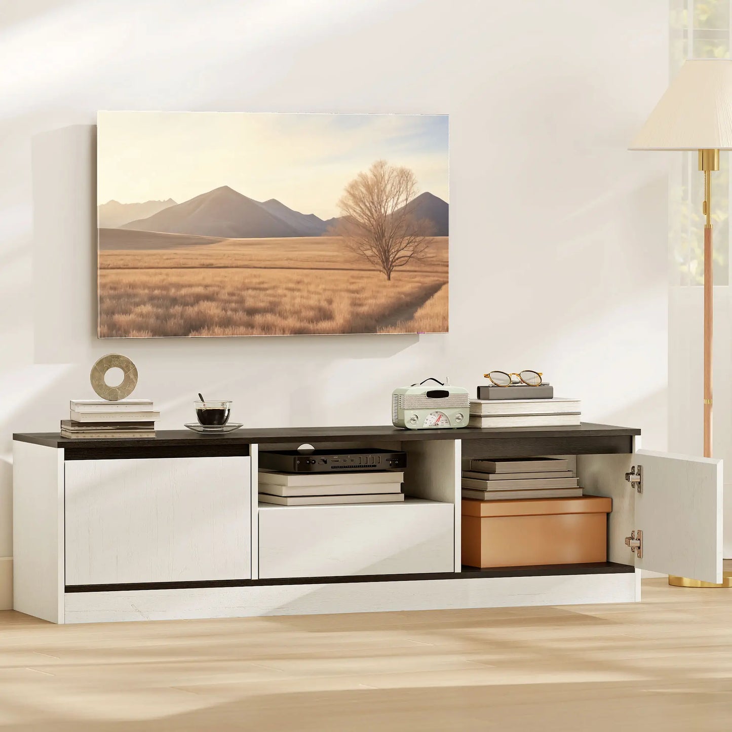 TV Stand For 55-60 Inch TV, Entertainment Center, White TV Stands at Gallery Canada
