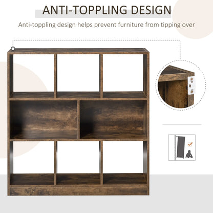 3-Tier Storage Shelf, Bookcase Display Rack, Rustic Brown Small Bookshelves at Gallery Canada