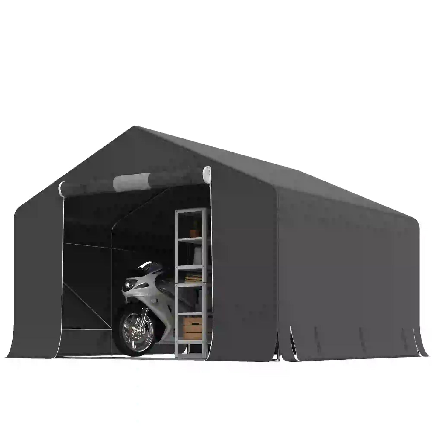 10' x 10' Portable Shed, Waterproof Bike Tent, Dark Grey
