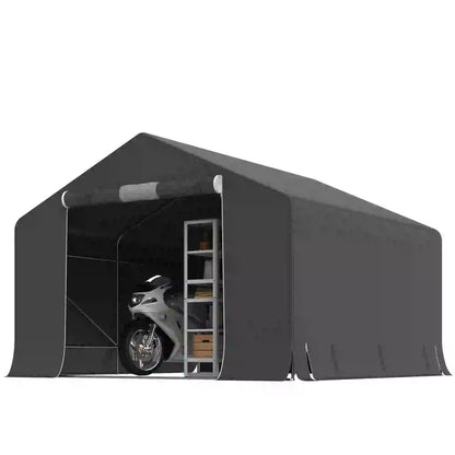 10' x 10' Portable Shed, Waterproof Bike Tent, Dark Grey