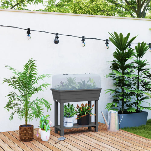 41L Self Watering Raised Garden Bed, Ventilation Lid, Dark Grey