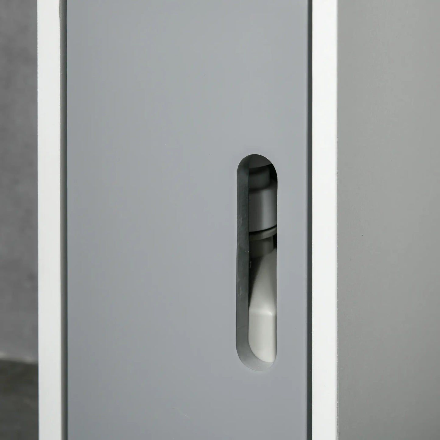 Freestanding Tall Bathroom Cabinet, Narrow Bathroom Storage Cabinet with Shelves and Cupboards, Grey and White