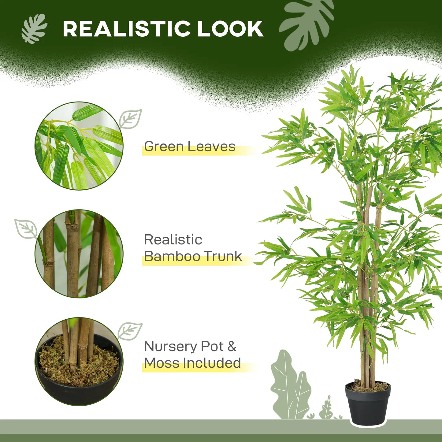 Artificial Bamboo Tree Set, 5ft Realistic Leaf, Natural Trunk, Nursery Plant Artificial Trees at Gallery Canada