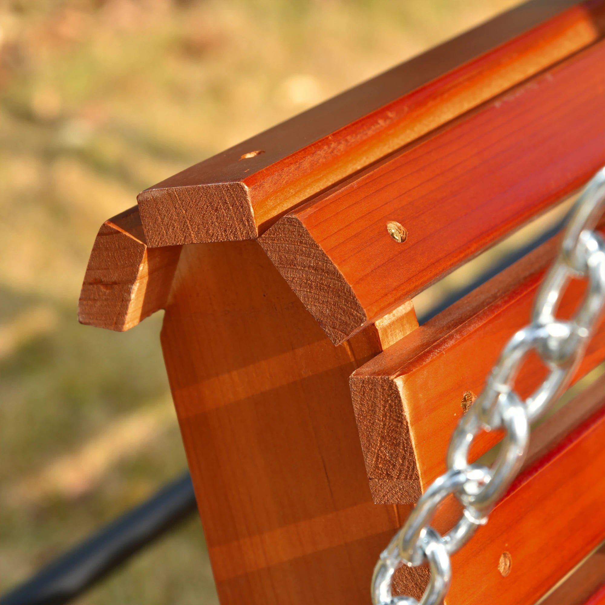 2 Seater Wooden Porch Swing, Patio Chair with Cup Holder, Brown Hanging Porch Swings at Gallery Canada
