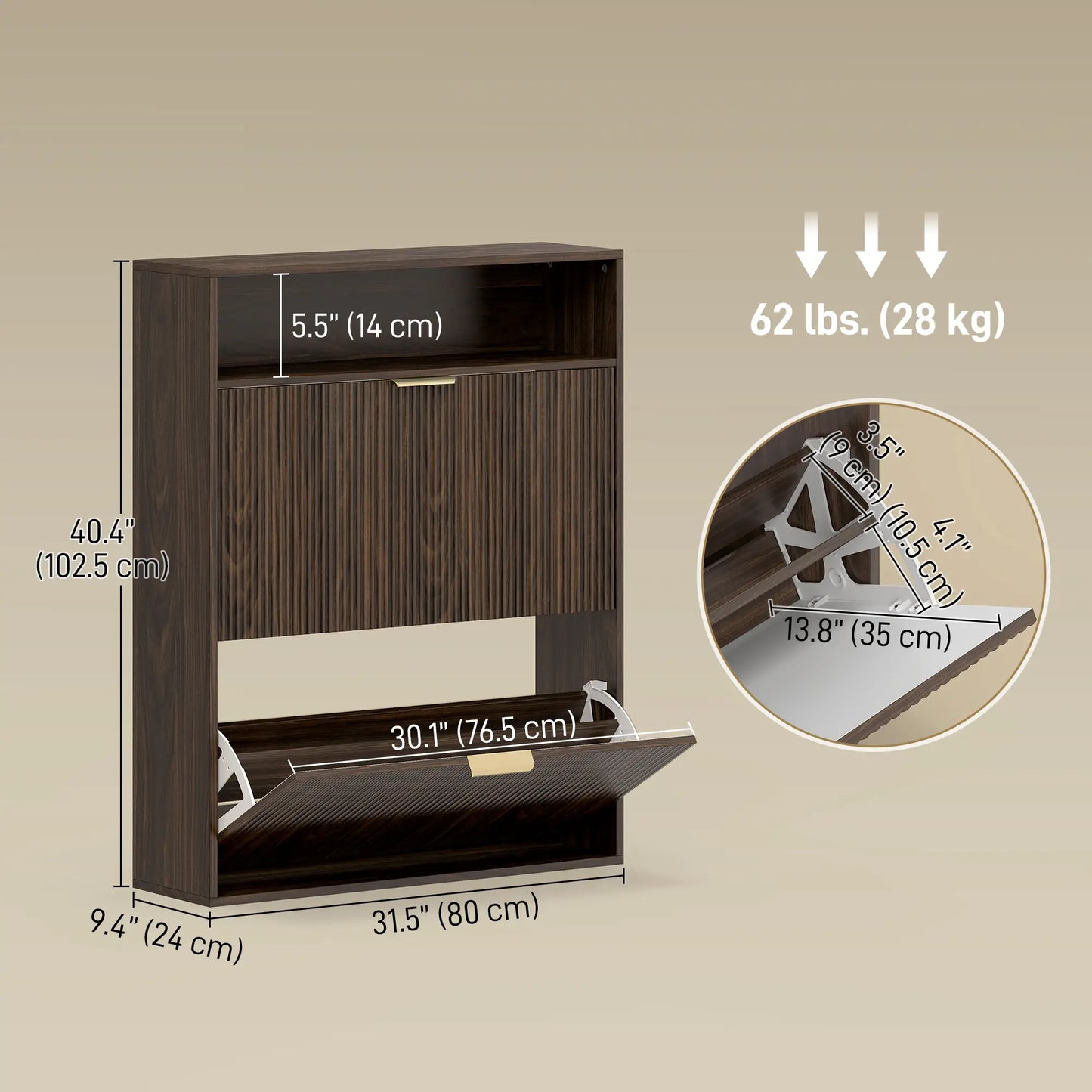 Shoe Cabinet 2 Flip Drawers, Narrow Storage, Top Shelf Shoe Storage Cabinets & Racks at Gallery Canada