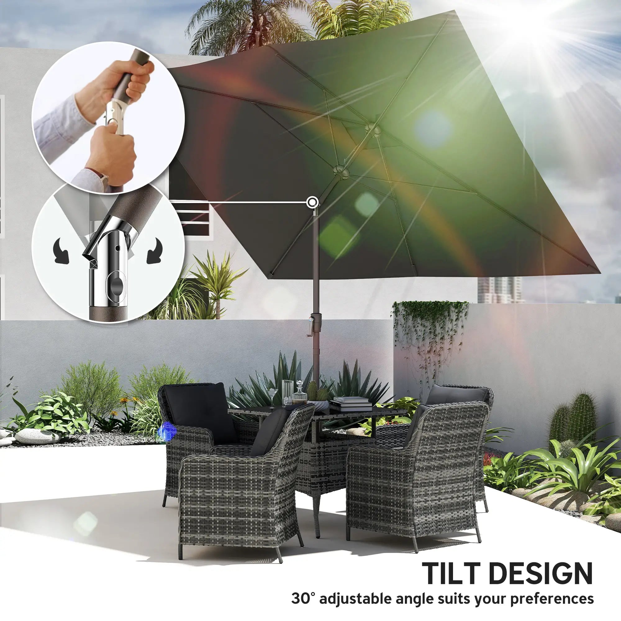 6.5x10ft Rectangle Patio Umbrella, Black Sun Umbrellas at Gallery Canada