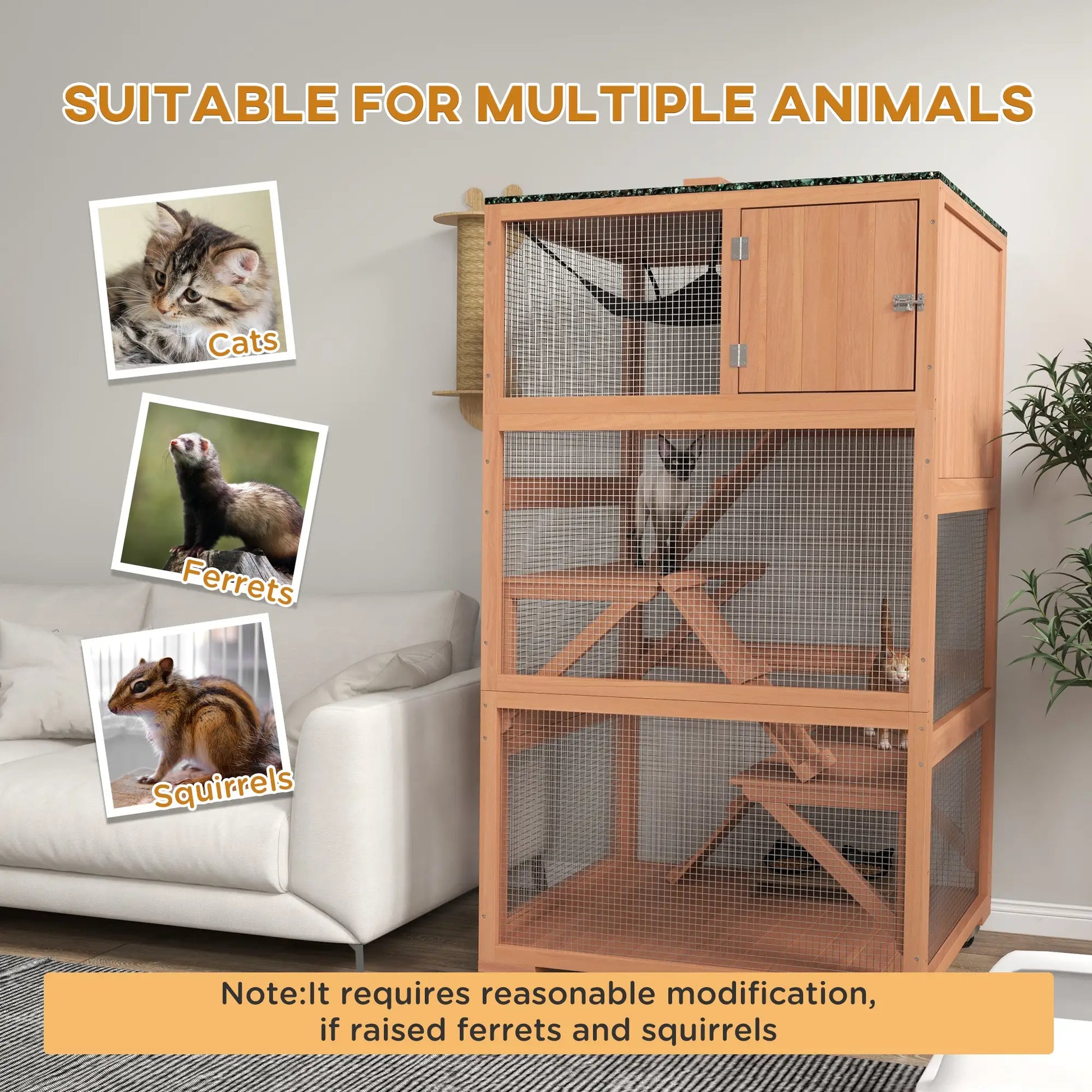 34" L Catio Outdoor Cat Enclosure, Wheels, Hammock, Platforms, Orange Outdoor Cat Enclosures at Gallery Canada