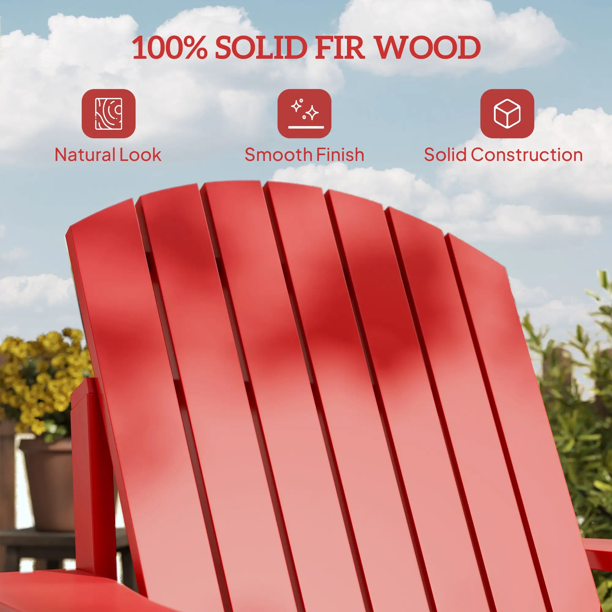 Classic Adirondack Chair, Garden Deck Chair with Cup Holder, Red Patio Chairs at Gallery Canada