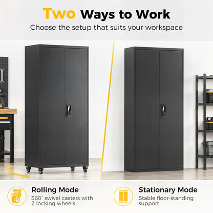 Metal Storage Cabinet 71" Tall Lockable Steel Tool Cabinet, Black Tool Organizers at Gallery Canada