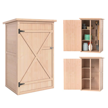 Garden Storage Shed, 29.9"x21.7"x45.3", With Asphalt Roof And Shelves, Natural Sheds at Gallery Canada