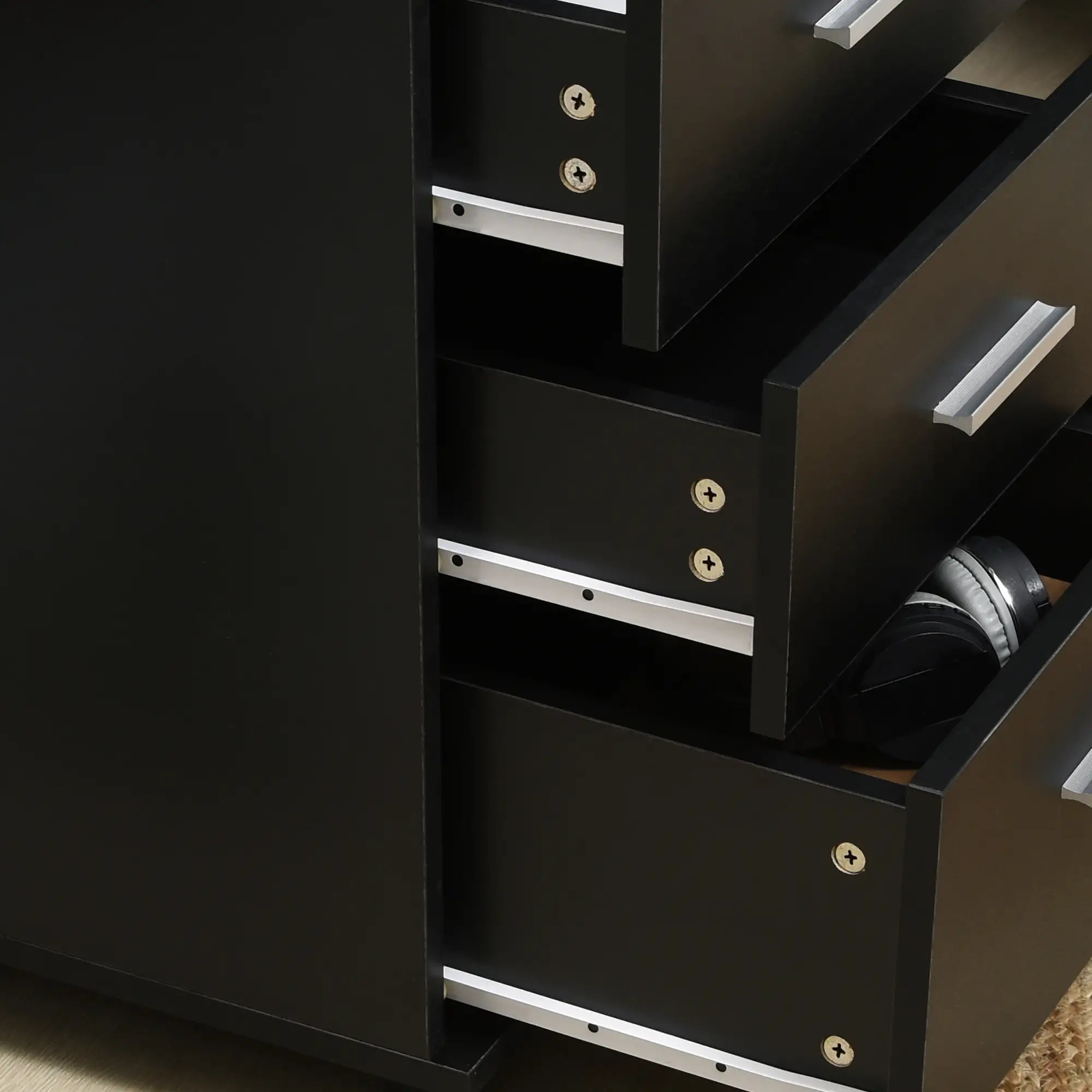 Mobile 3 Drawer File Cabinet with Wheels, Lock, Keys, Black Office Cabinets & Cupboards at Gallery Canada