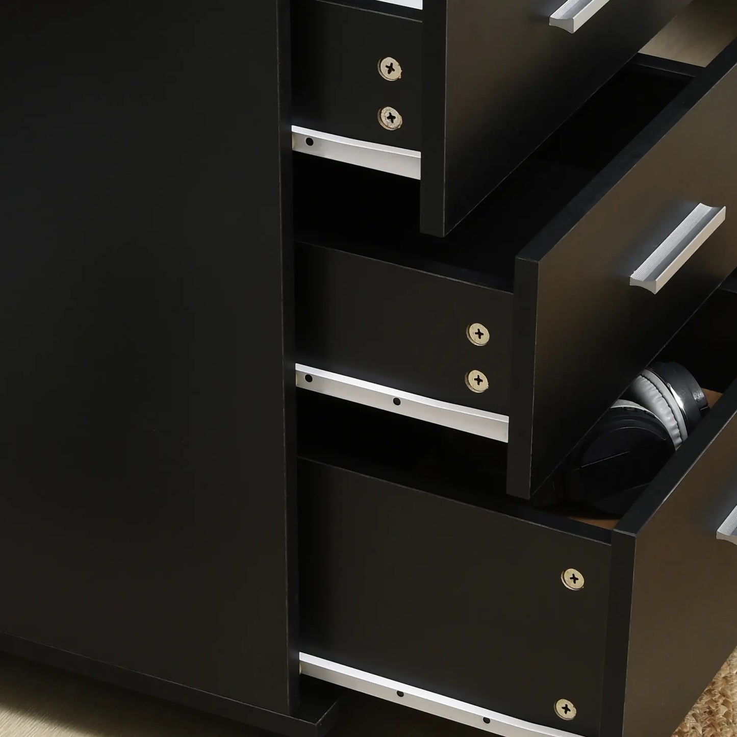 Mobile 3 Drawer File Cabinet with Wheels, Lock, Keys, Black Office Cabinets & Cupboards at Gallery Canada