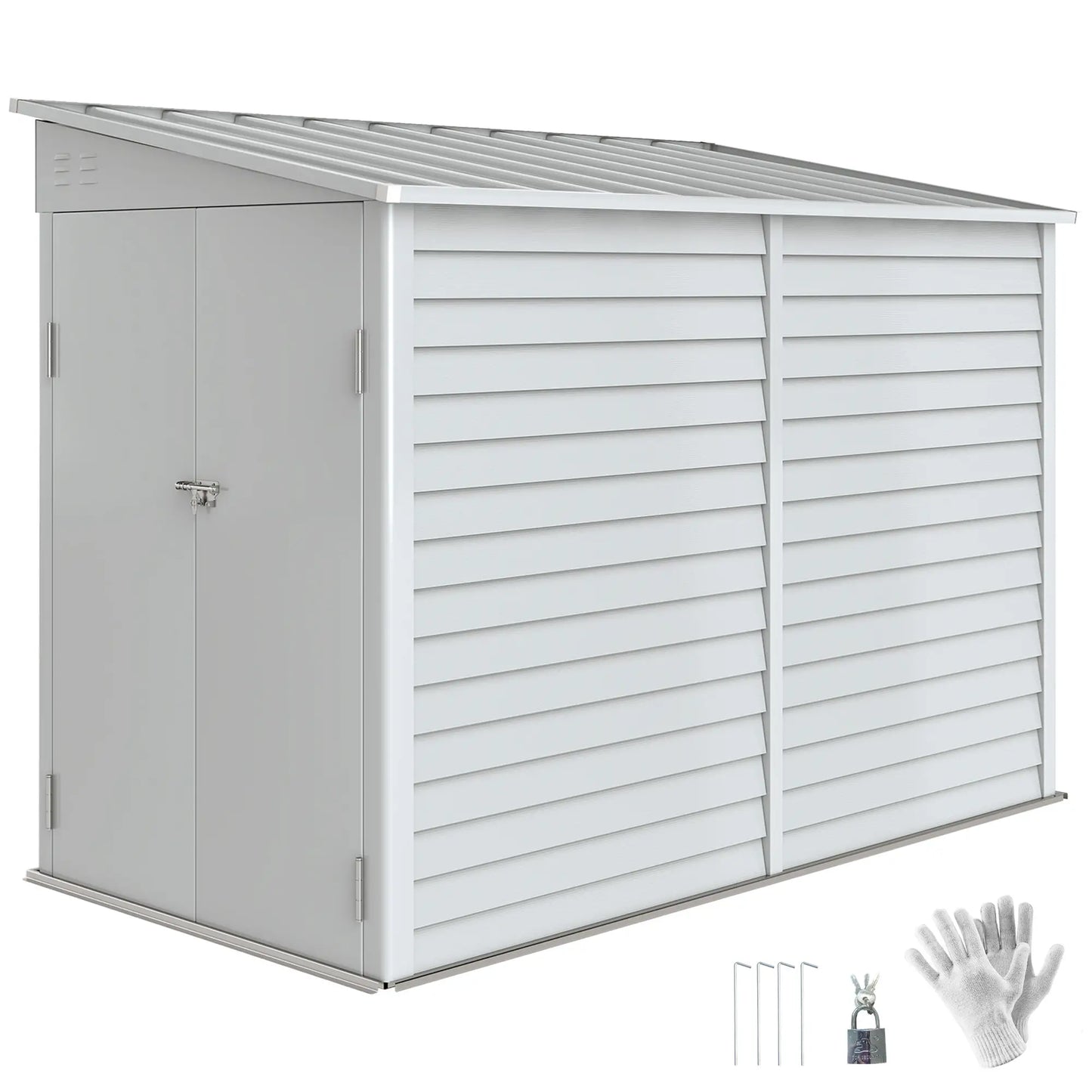 4.6' x 9' Steel Outdoor Storage Shed, Lean To Metal Tool House, White Sheds at Gallery Canada
