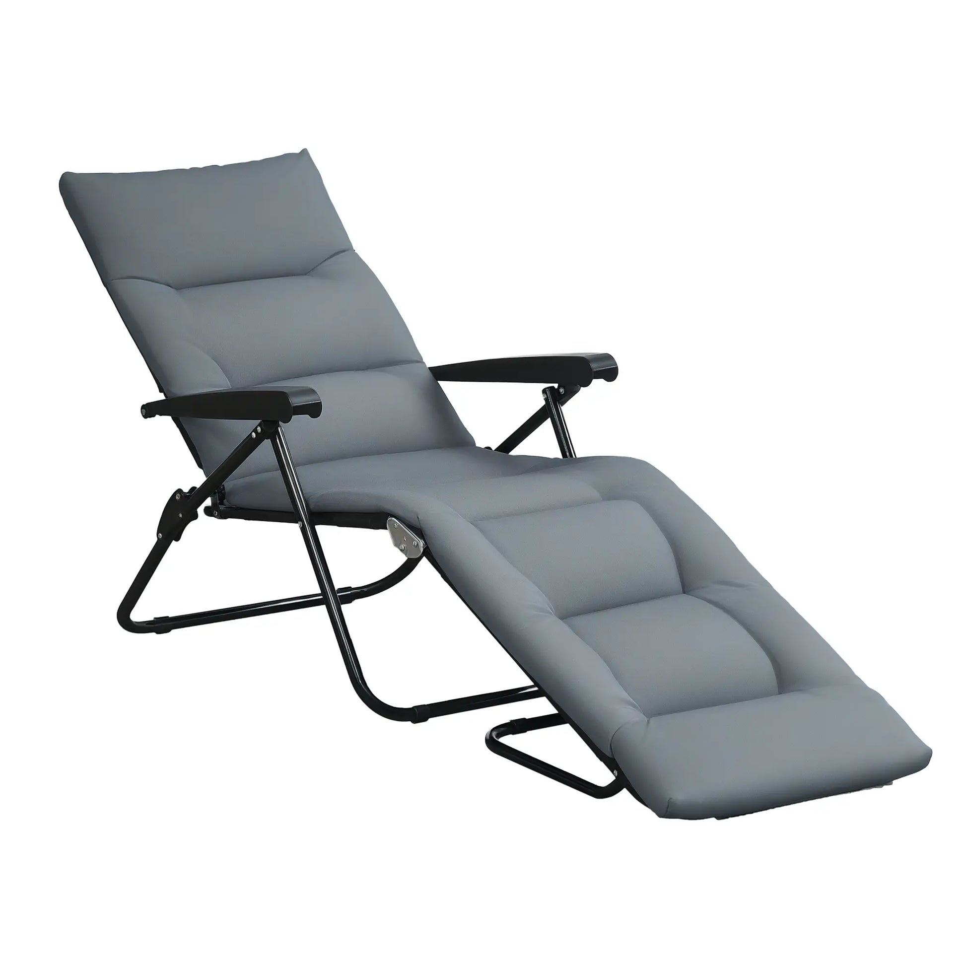 Foldable Lounge Chair, Reclining Patio Sun Lounger, 6-Position Adjustable, Grey Lounger Chairs at Gallery Canada