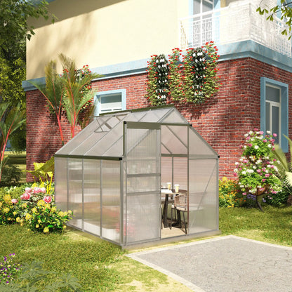 6' x 8' x 6.5' Walk-in Greenhouse, Polycarbonate, Adjustable Roof Vent, Sliding Door, Clear Walk In Greenhouses at Gallery Canada