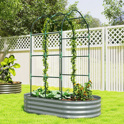Galvanised Raised Garden Bed With Arched Trellis, 5 x 3 x 6ft, Silver Raised Garden Beds at Gallery Canada