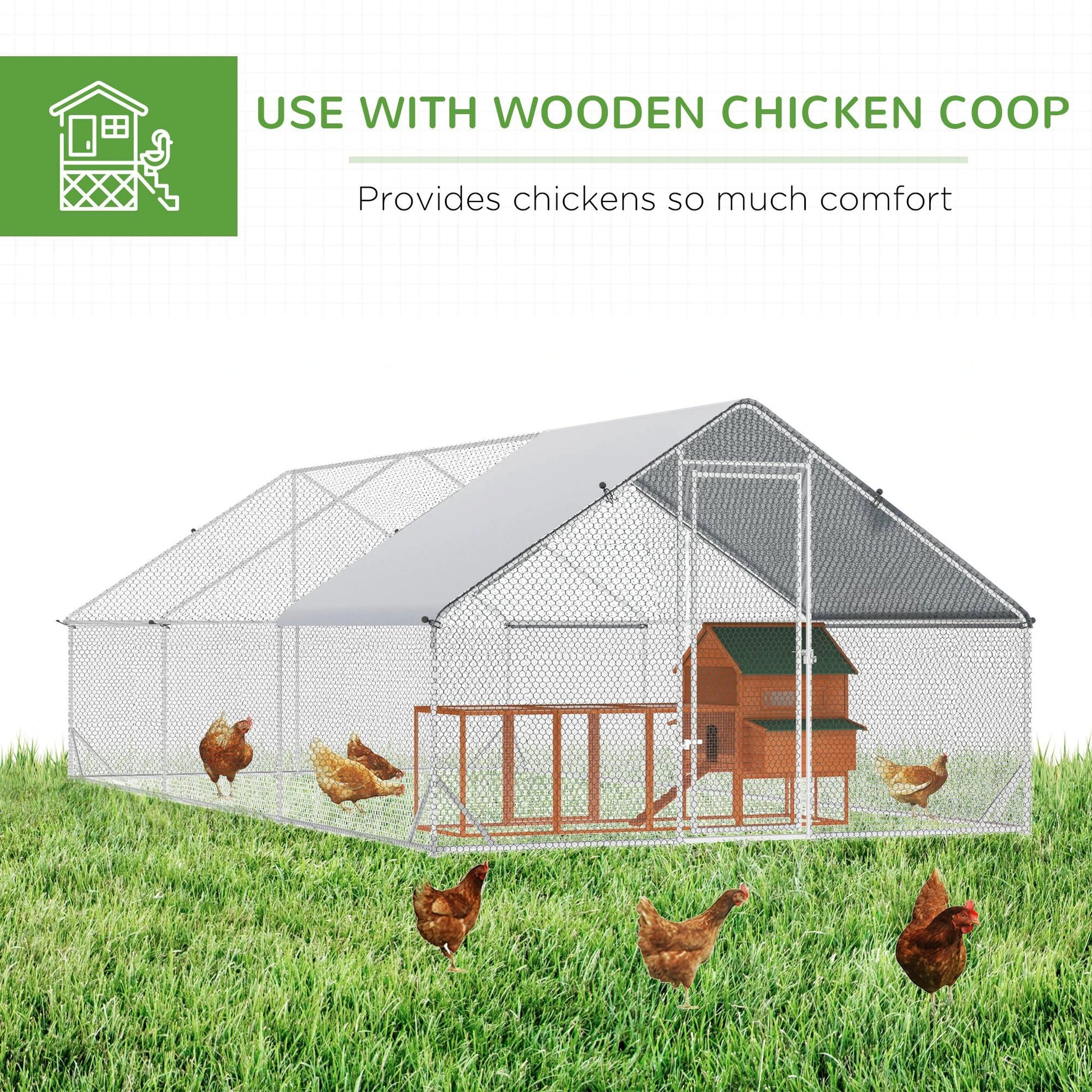 9.8' x 19.7' x 6.6' Chicken Coop, Outdoor Hen House With Cover Chicken Coops at Gallery Canada