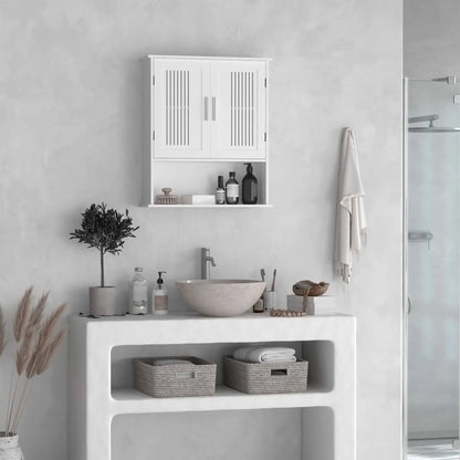 Wall Mount Bathroom Cabinet, 2 Door Storage Organizer with Shelf, White Wall Mounted Cabinets at Gallery Canada
