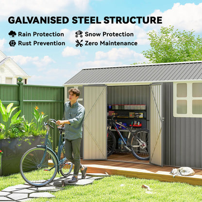 12' x 5.5' Metal Garden Storage Shed, Lockable Door, Light Grey Sheds at Gallery Canada