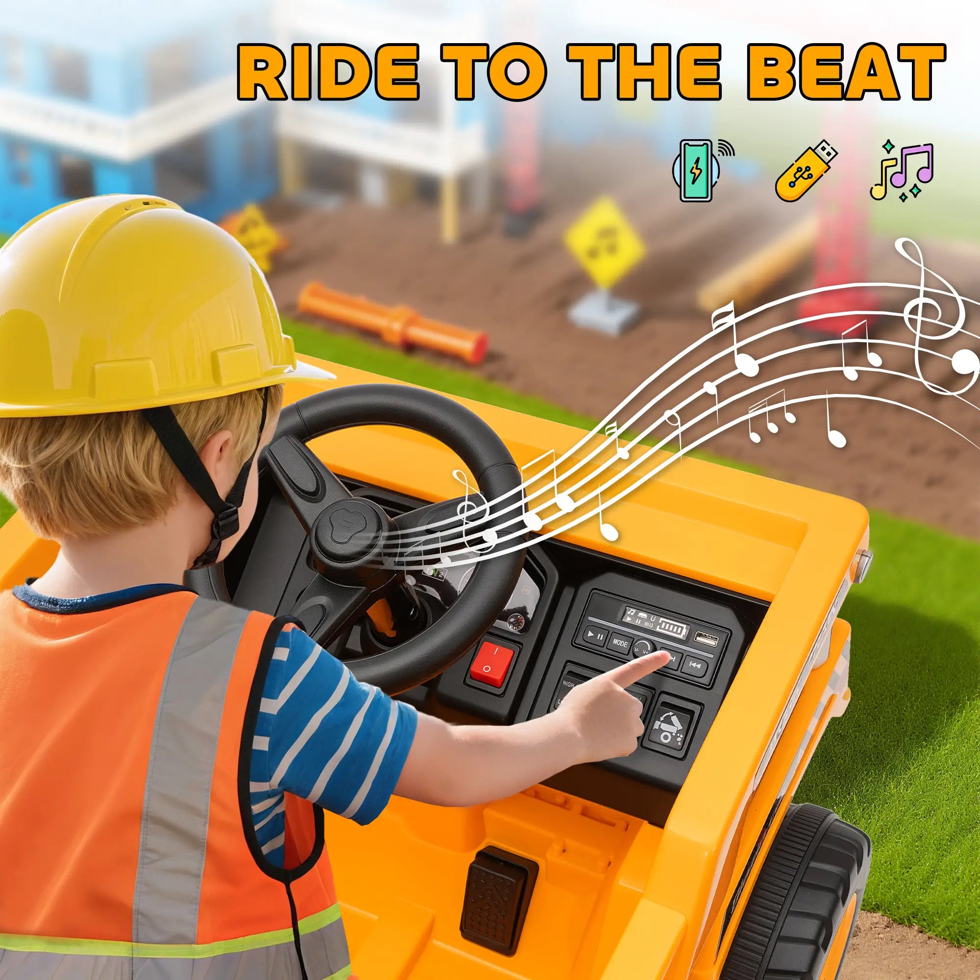 Kids Electric Car, Ride On Dump Truck, 12V, Yellow Toy Excavators at Gallery Canada