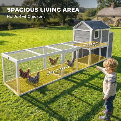 Large Chicken Coop, 134"L Wooden House With Run, Nesting Box, Slide-Out Tray Chicken Coops at Gallery Canada