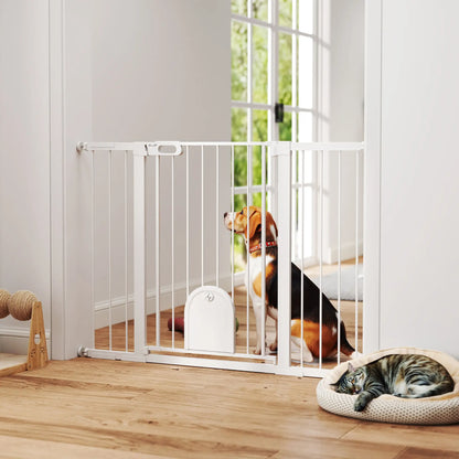 30"-52" Extra Wide Pet Gate Barrier with Small Door, 35"H Dog Gate with Safety Gate Barrier, Stair Pressure Fit, Black Houses, Kennels & Pens at Gallery Canada