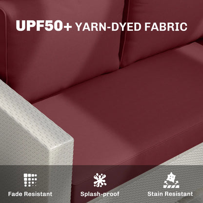 Outdoor Seat Cushions With Backrest, Loveseat Double Sofa, Wine Red Patio Chair Cushions at Gallery Canada