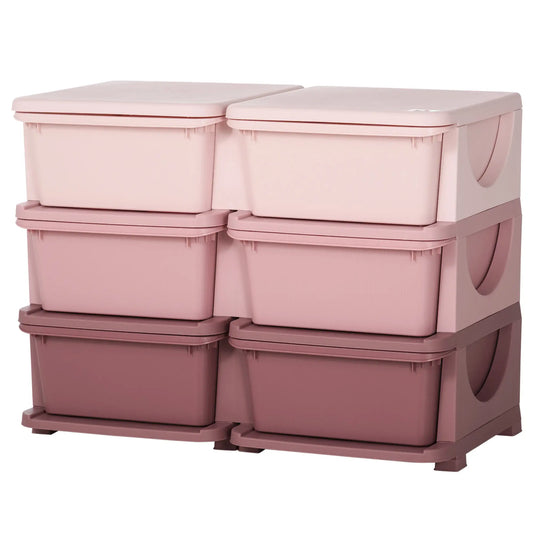 3 Tier Toy Organizer, 6 Plastic Drawers, Pink Baby & Kids Storage Pink at Gallery Canada