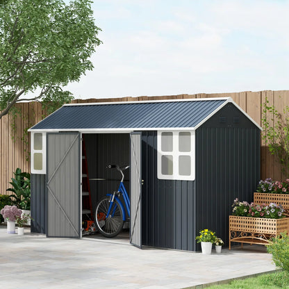 12' x 5.5' Metal Garden Shed, Outdoor Storage, Lockable Door, Dark Grey Sheds at Gallery Canada